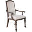 Rustic Style 2pc Arm Chair Upholstered Seat Intricate Wood Inlay Detail Dining Room