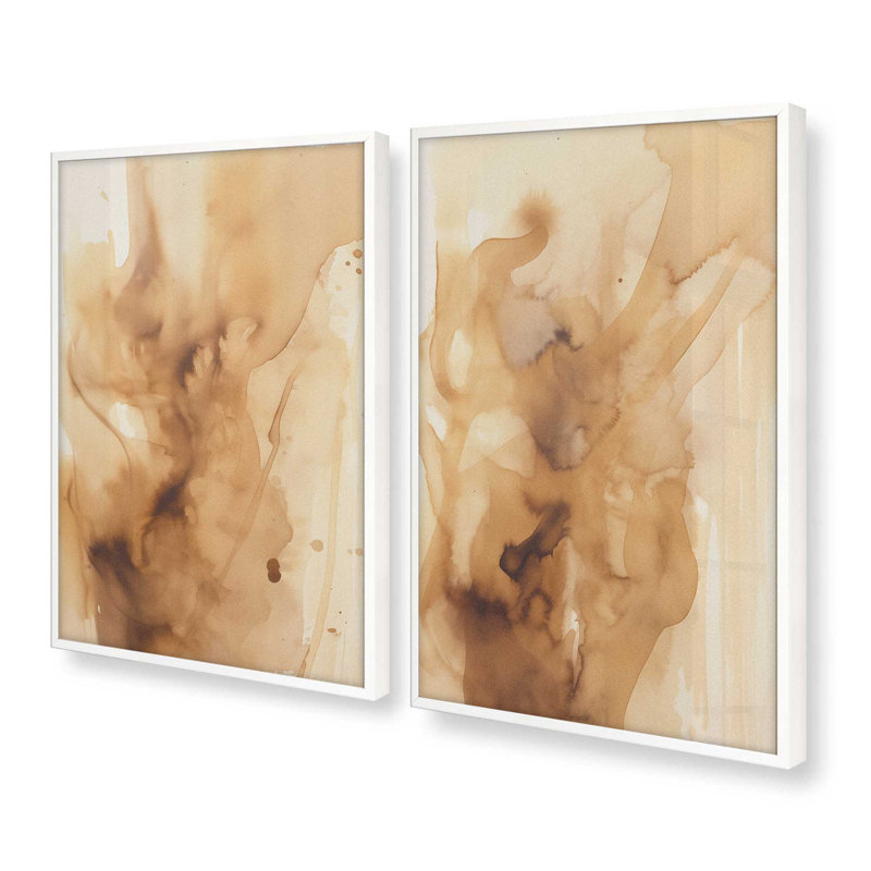 Burnt Echoes, ensemble de 2 impressions,, Blanc opaque, H 11 po x l 18 po