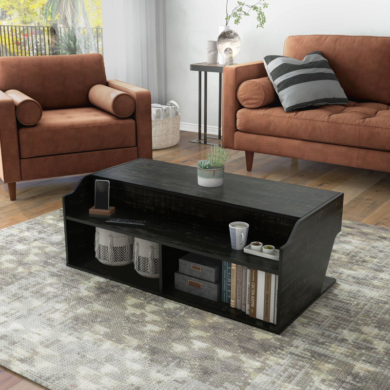 Huge Rectangular Wood Lift-Top Cocktail Table with Storage