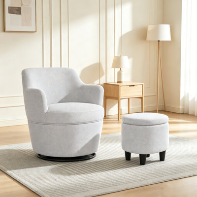 Fauteuil demi-tonneau pivotant avec rangement 360 °