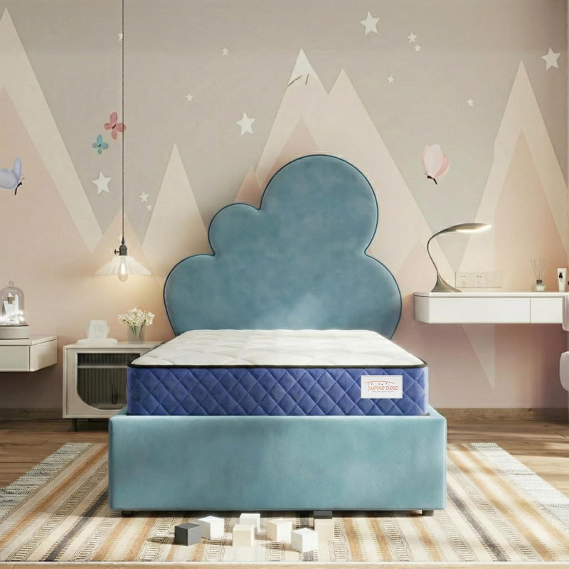 Twinklesleep Kids Coil Blue Mattress – Medium-Firm Support, Breathable & Durable, Double (4'6)