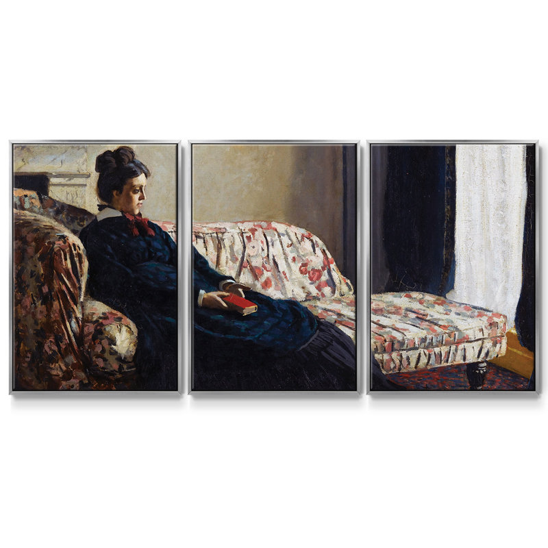 Claude Monet 3 pièces, H 36 po x l 75 po x P 2 po, Argent