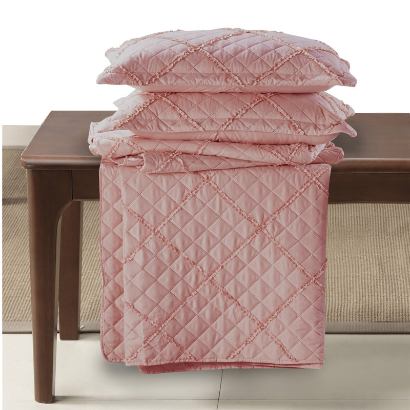 Fairdale Polyester Bedspread with Pillow Shams Included, 250 x 270 cm Bedspread - 2 Shams, Rose