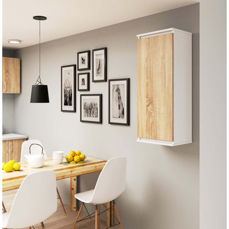 Audean 3 Piece Floating Shelf, 99cm H x 40cm W x 30cm D, White/Oak wood