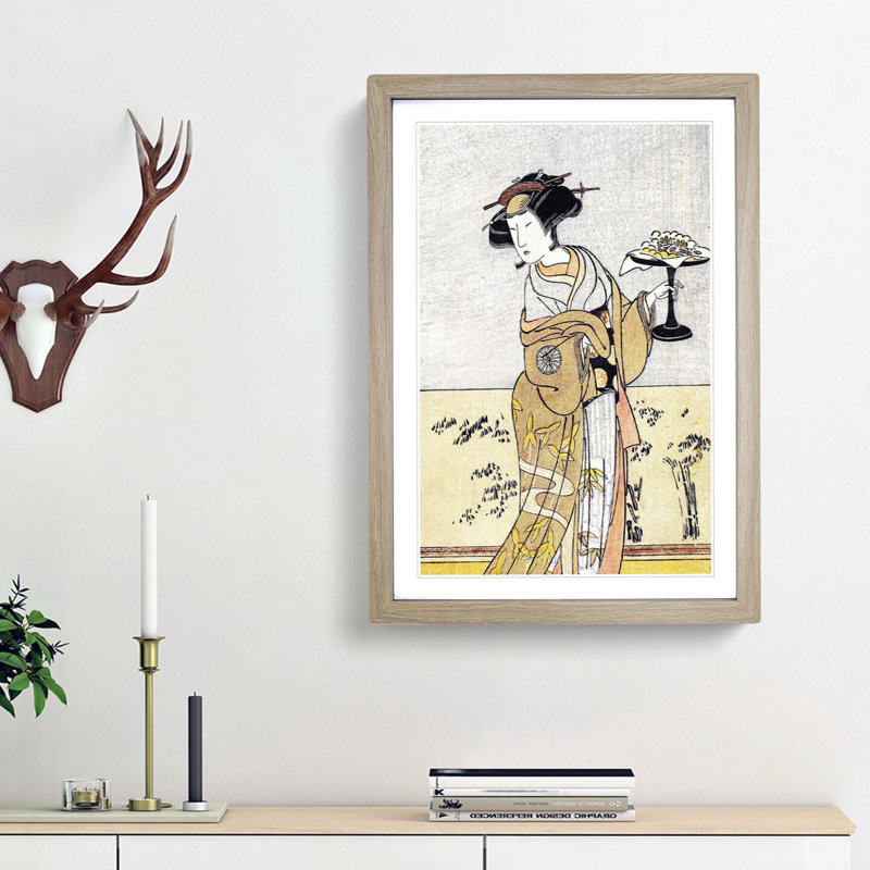 Nakamura Tomijuro by Katsukawa Shunsho - Picture Frame Painting Print, Oak Framed, 65cm H x 48cm W x 2cm D