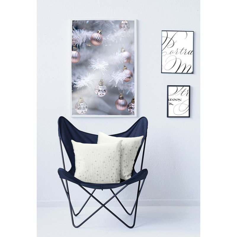 Brais Square Throw Cushion, 49cm H x 49cm W, White/Silver, Cushion Cover Only - No Insert