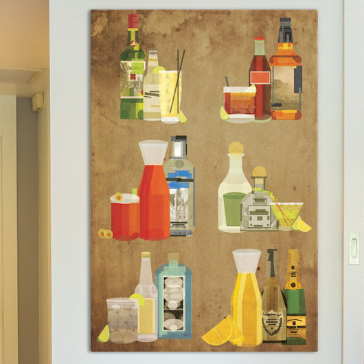 Classic Cocktail, impression sur toile tendue, H 26 po x l 18 po x P 1,5 po, Toile avec cadre noir, Pas de tapis