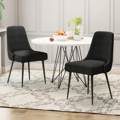 2 chaises de salle à manger de couleur anthracite - Revêtement en mousse confort et pieds en métal. Tissu au design moderne et esthétique.