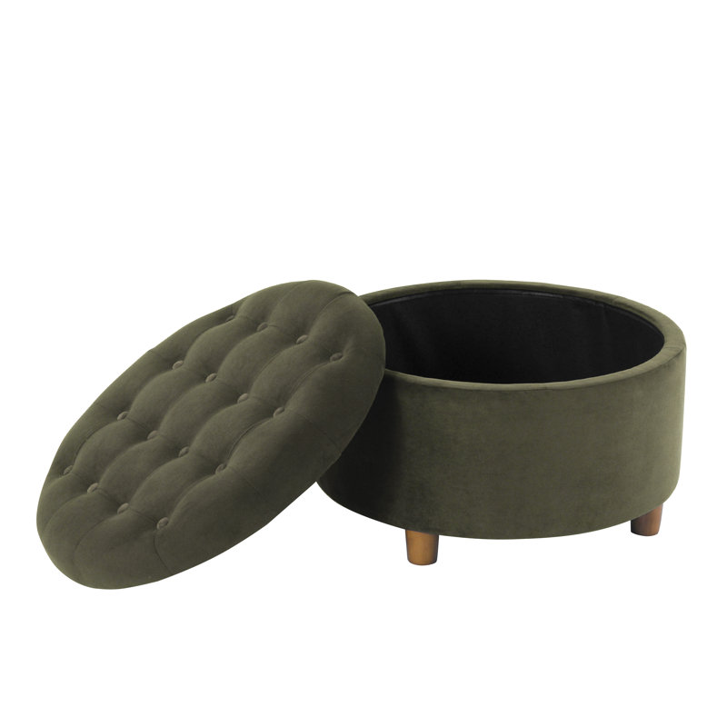 Repose-pieds rembourré avec rangement Bhismpal, Vert Loden