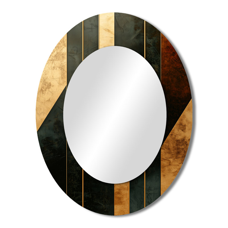 Miroir mural géométrique noyer, 43 po x 33 po