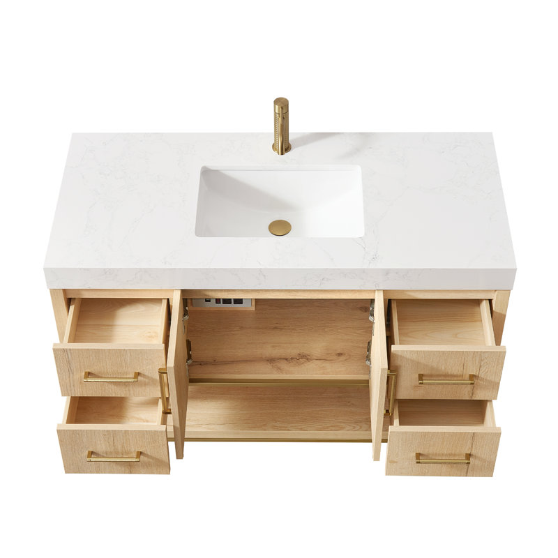 Meuble-lavabo simple Cataleya, Doré / chêne, 48"