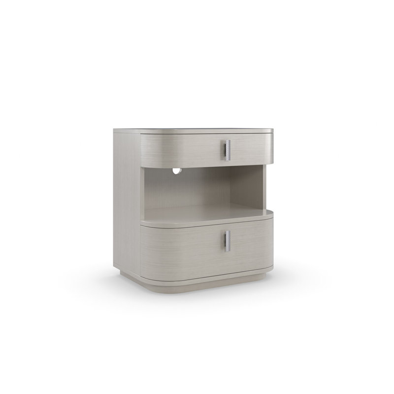 Da Vita 2 - Drawer Solid Wood Nightstand in Gray