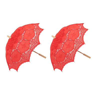 Parasols en dentelle avec parasol et poignée en bois