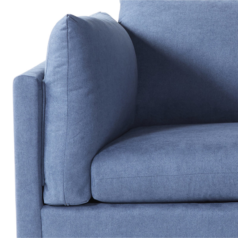 Contemporain avec revêtement somptueux, bleu marine, tissu bleu marine à dossier coussiné, rembourrage en mousse haute, 3 pièces