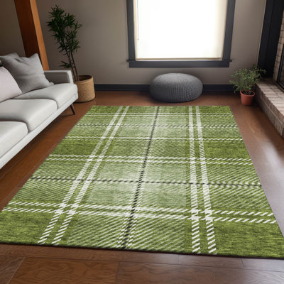 Premium Machine Washable Prisco Green Rug