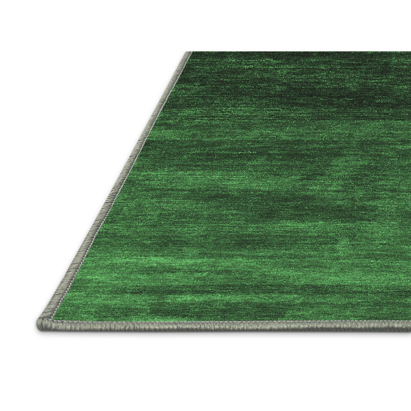 Tapis contemporains vert émeraude lavable à la machine 1791, Rectangle 8 pi x 10 pi