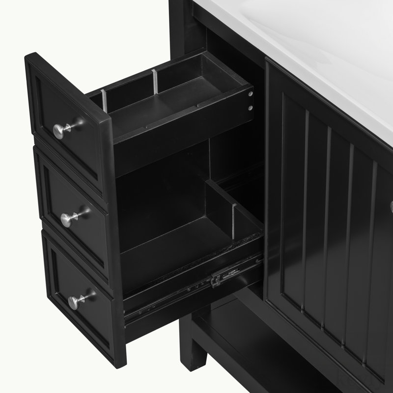 Marche 36'' Single Bathroom Vanity with Ceramic Top, Black