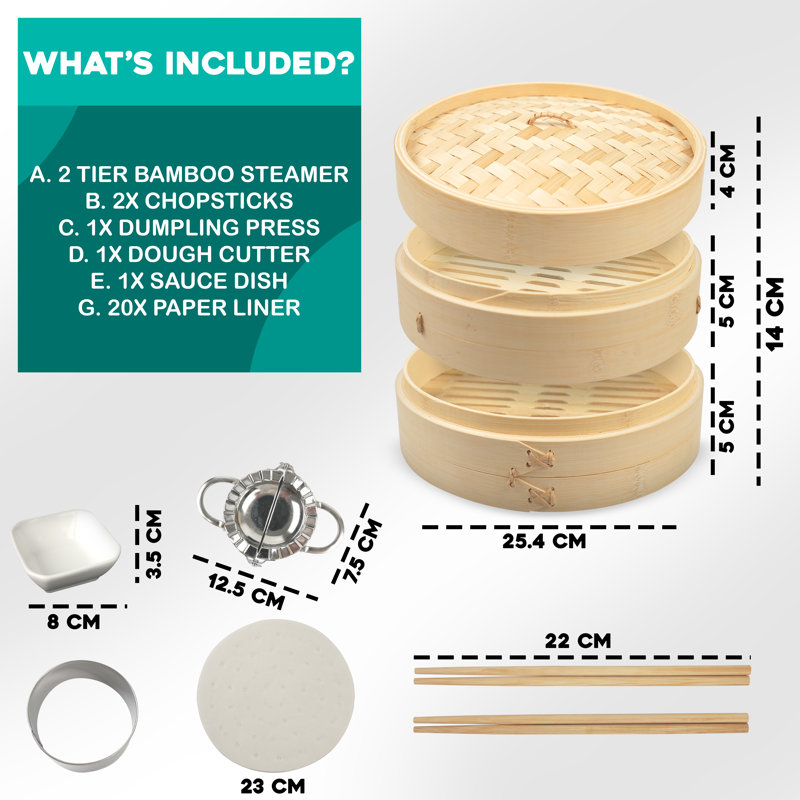 Bamboo Steamer Basket 10'' Diameter