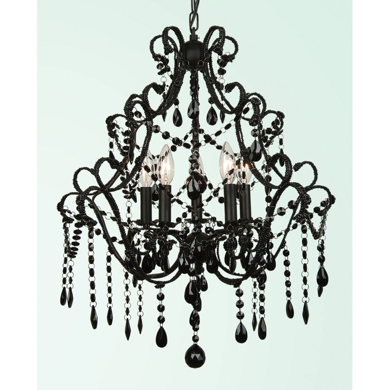 ET série 5-lumière bougie-Style Chandelier, Noir noir