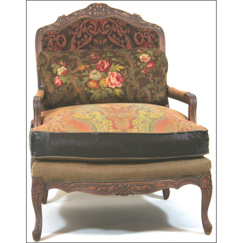 Leather Armchair, Galaxy Light Blue, Natural, French Ivory
