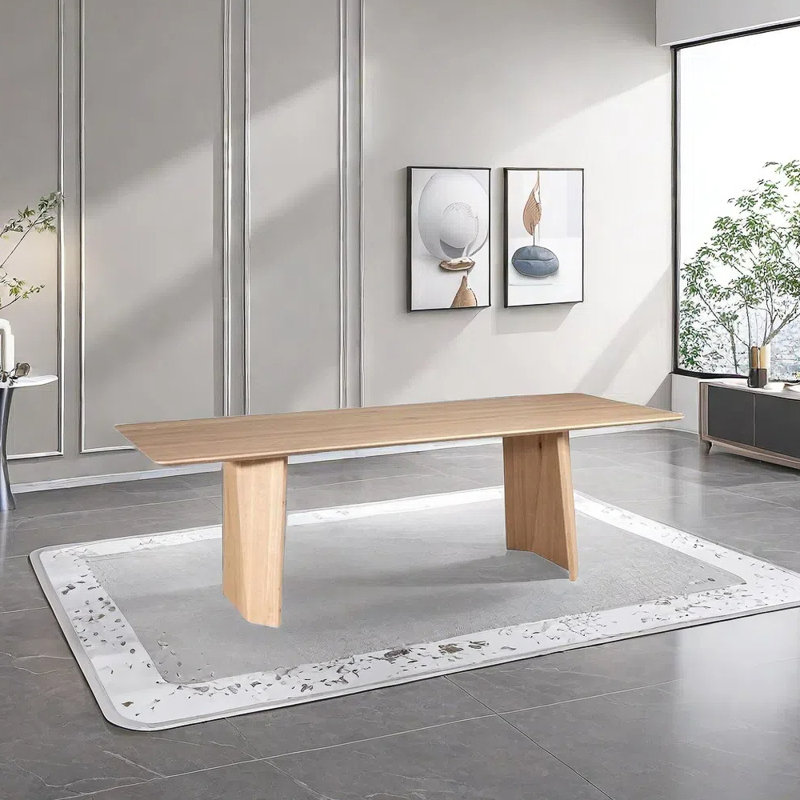 All solid wood rectangular dining table, Light Brown, 29.52"H x 70.86"L x 35.43"W