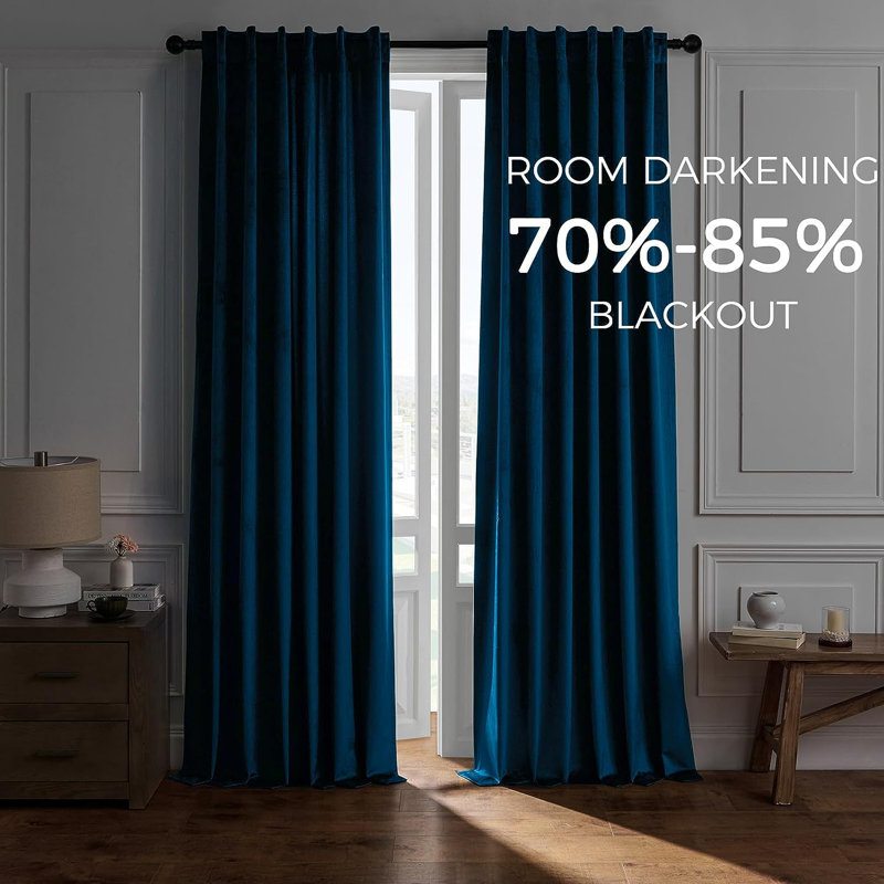 Aikens Blackout Rod Pocket and Back Tab Curtain Panel, 52" W x 108" L, Teal Green