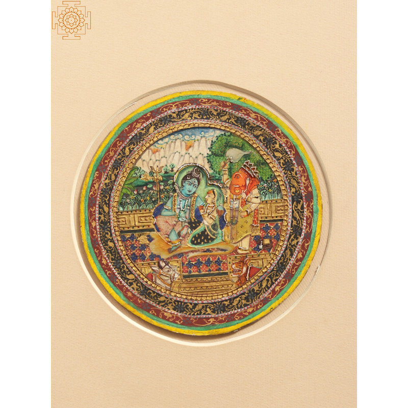 Shiva Parivar Ganjifa, peinture | Aquarelle sur papier