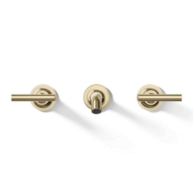 Purist Wall-Mounted Bathroom Faucet, Vibrant French Gold, Lever Handle