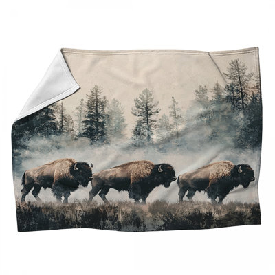 Bison Fleece Throw Blanket - Animal Throws for Sofas or Beds
