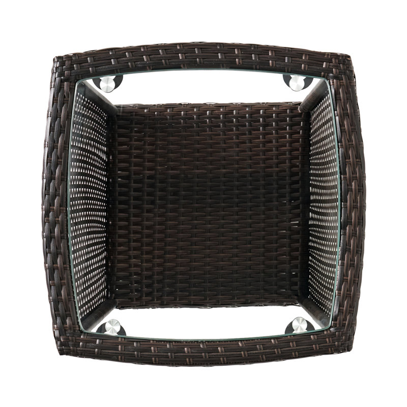 Table d'appoint d'extérieur avec plateau en verre Classy 19,84 po x 19,71 po Classing
