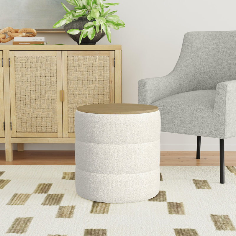 Repose-pieds avec rangement Homepop, Crème Boucle