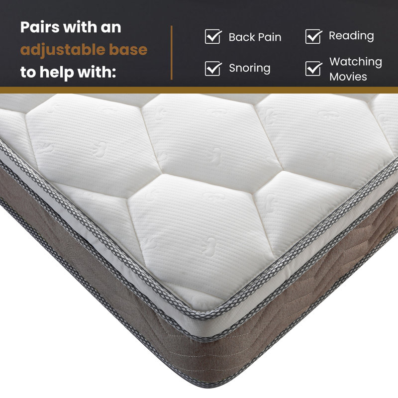 Ressorts ensachés 12 po avec matelas en mousse à mémoire de forme Euro, Lit double