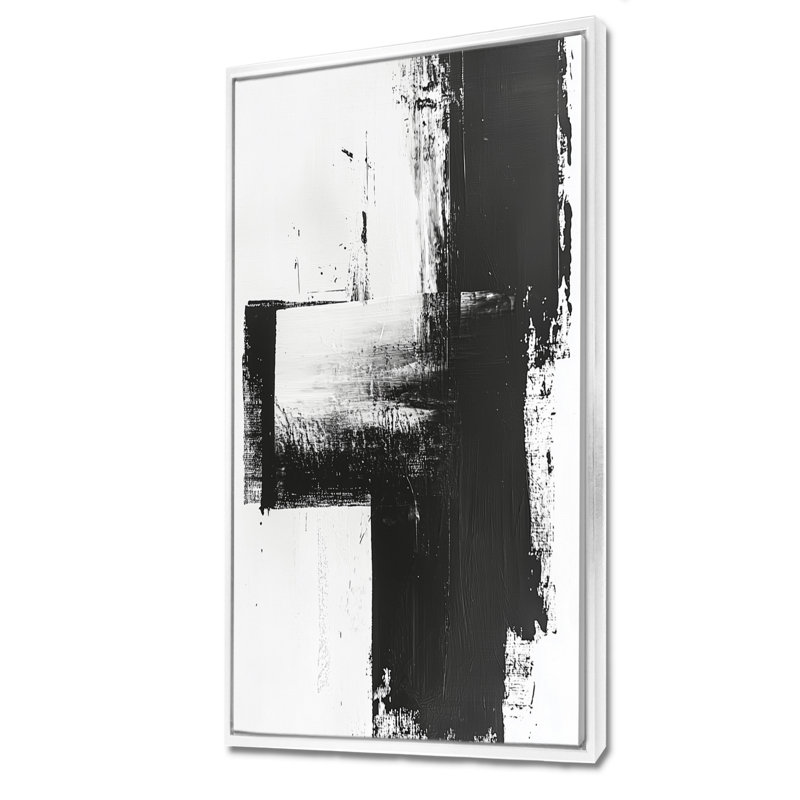 Nylo monochromatique dérive des ombres dans le V foncé - art sur toile transitionnel, H 60 po x l 28 po, Blanc