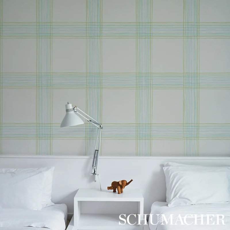 Minerva Plaid Wallpaper, Peacock