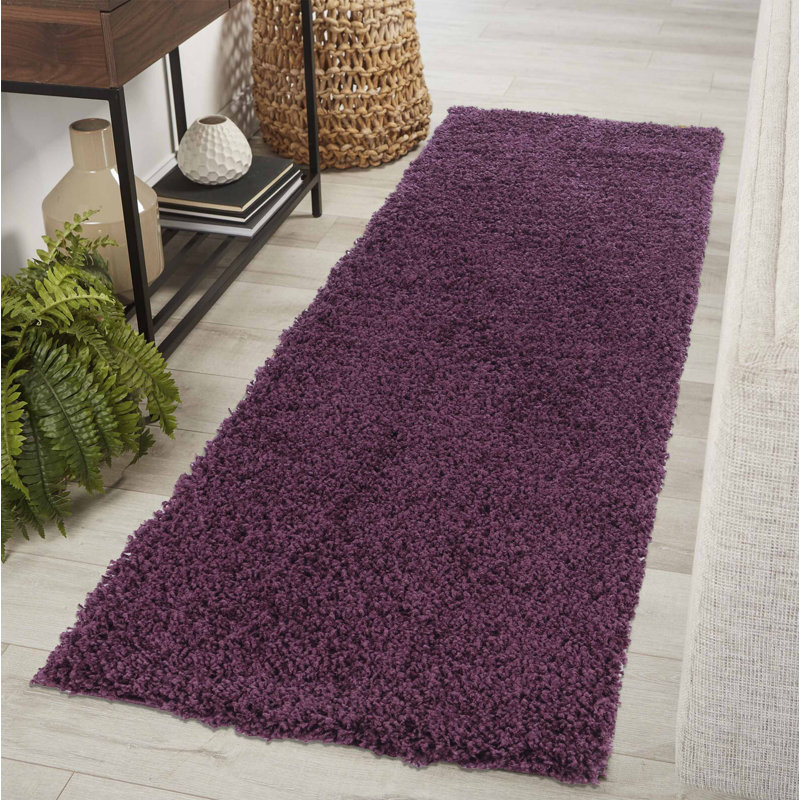 Esterly Solid Colour Shag Area Rug, Runner 60 x 220cm
