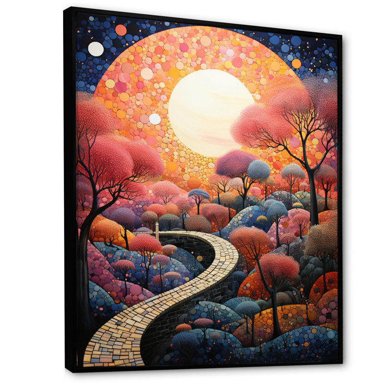 «Dangirutis River Whimsical Thorugh Forest Landscape V», reproduction sur toile, H 32 po x l 16 po, Cadre flottant noir