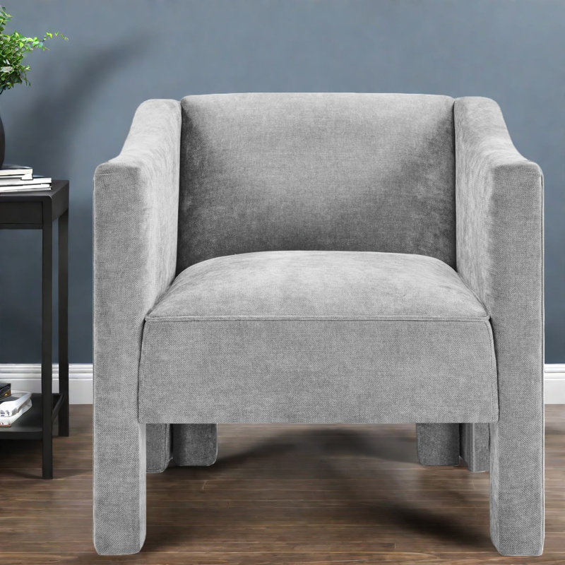 Chaise d'appoint moderne en chenille, fauteuil gris compact pour un usage domestique