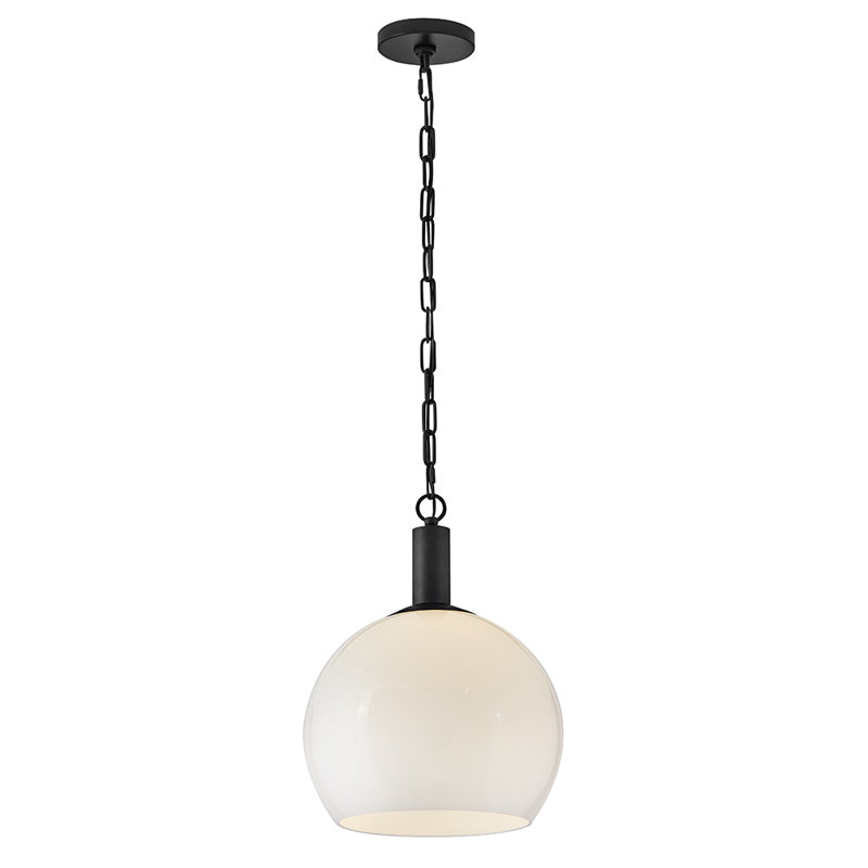Luminaire suspendu dôme moyen avec verre opale, Noir, noir, noir, noir