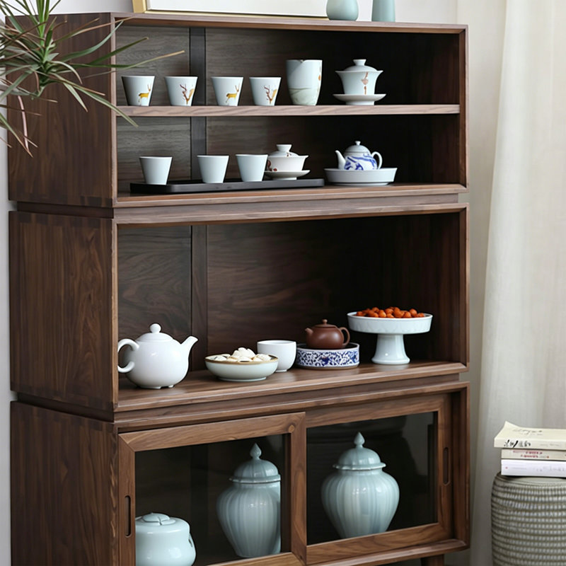 Armoire d'appoint à porte coulissante en verre