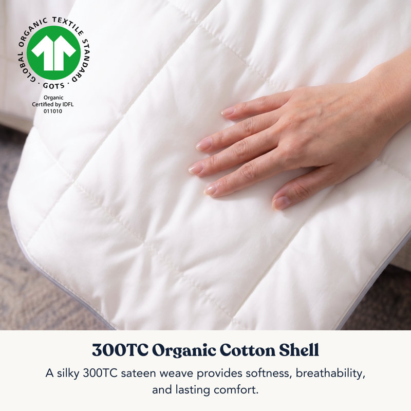 Delara 3-in-1 Down Alternative Duvet Inserts - 150 + 350 GSM Snap Together for 500 GSM Winter Warmth, GOTS Certified Organic Cotton Shell, 300TC Sateen, Baffle Box, 8 Snap Tabs, Hypoallergenic - Queen 88"×92"