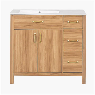Armoire de rangement moderne de 36 po avec cadre en pin massif, 1 porte à fermeture douce et 3 tiroirs, armoire de rangement moderne