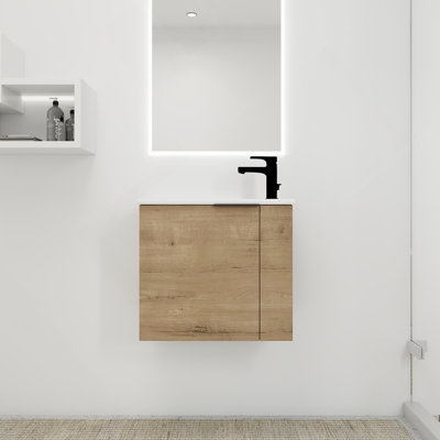Meuble-lavabo de salle de bain avec lavabo 22 po pour petite salle de bain, meuble-lavabo flottant avec porte à fermeture en douceur