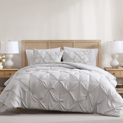 Ensemble de couette 2 pièces en microfibre Swift Home Pintuck - Design texturé à plis pincés, couleurs unies, confort léger en toutes saisons, entretien facile, bleu brumeux, 1 place
