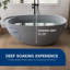 Baignoire autoportante à surface solide de 59 po en forme de travertin à texture de pierre ovale avec trop-plein Forma, gris Forma