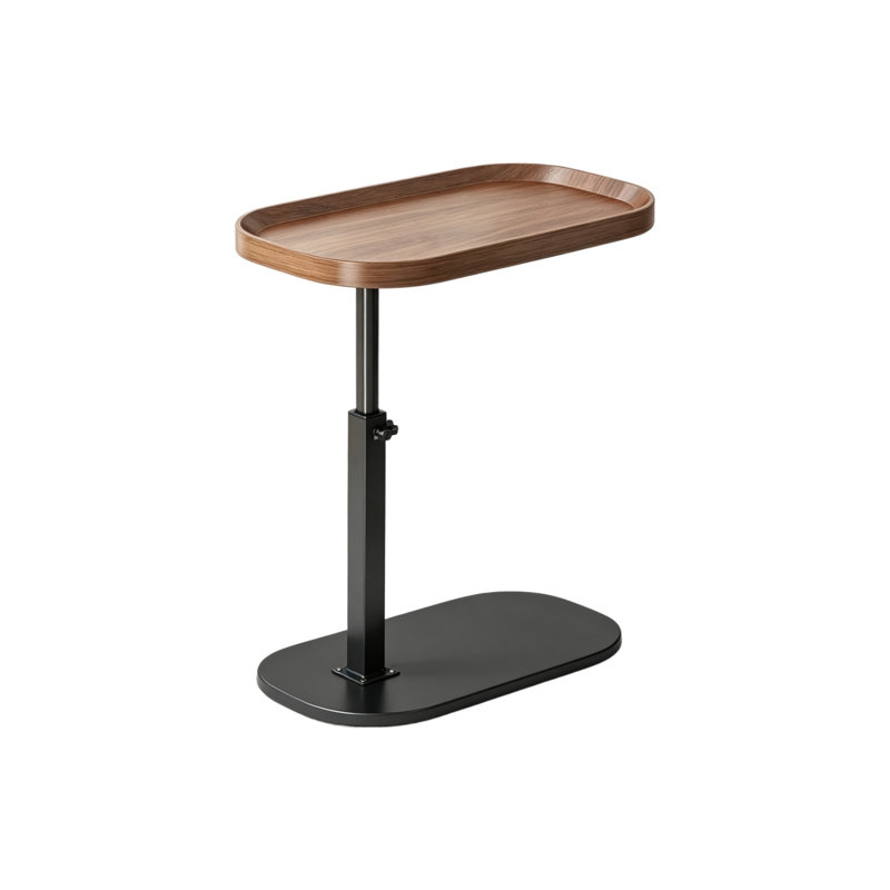 Modern C Shaped Side Table Brown, Laptop TV Tray for Sofa and Bedside, Brown