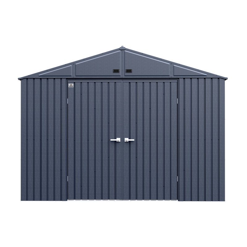 Anthracite 10' x 14' Steel Gable Roof Storage Shed
