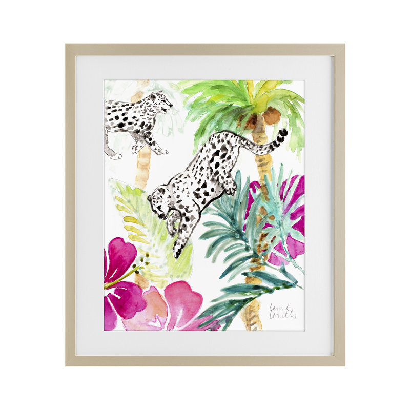 «Tropical Island Cheetahs», reproduction encadrée sous verre, conception de Lanie Loreth, H 21 po x l 17 po