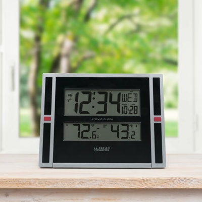 Modern & Contemporary Digital Atomic Tabletop Clock with Alarm in Black
