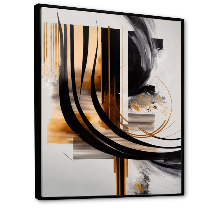 «Gold Touch Art Deco III», art mural moderne sur toile, H 32 po x l 24 po x P 1 po, Toile avec cadre flottant noir