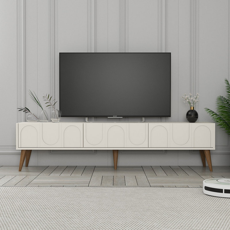 Keikei Unfinished TV Stand, Cream/Brown